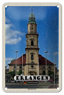 Produktbild von Blechschild Städte Erlangen Hugenotten Kirche Deko 12x18cm Schild