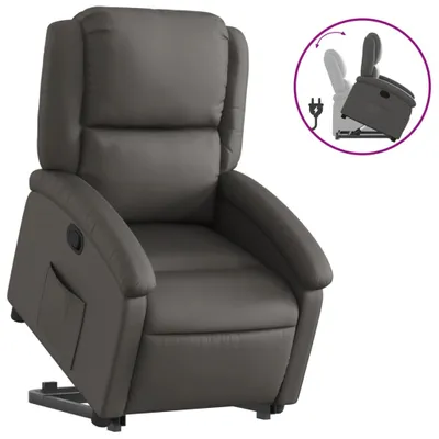 Produktbild von Relaxsessel mit Aufstehhilfe Grau Echtleder