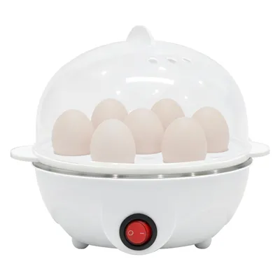 Produktbild von OZAVO Eierkocher, Eierkocher mit Eierhalterung und Griff, für 1 bis 7 Eier, mit Betriebsanzeige, 350 W, Heizplatte aus Edelstahl 304, mit Messbecher