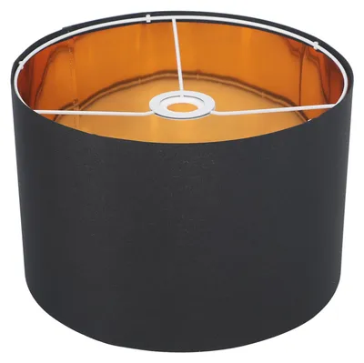 Lampenschirm Trommel 30 cm Stoff Schwarz-Gold