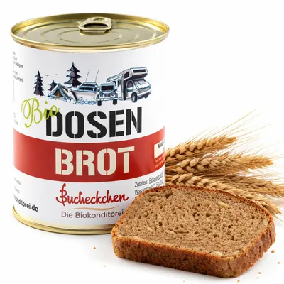 Produktbild von Dosenbrot Roggenmischbrot 6x400g Vegan Brot 5 Jahre haltbar Camping Outdoor Prepper Nahrung DE-ÖKO-001, KI-generiertes Bild