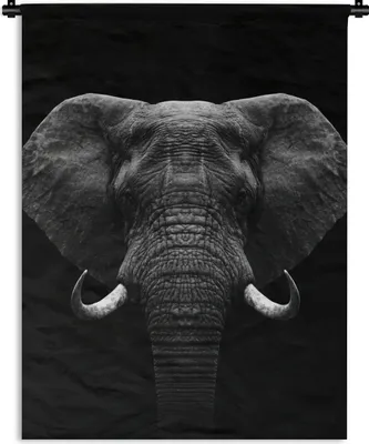 Produktbild von MuchoWow® Wandteppich Wandbehang Tiere - Elefant - Porträt - Schwarz - Weiß 120x160 cm Tapisserie Dekoration Wandtuch - Wohnzimmer - Moderne