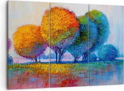 Produktbild von Bild auf Leinwand - Leinwandbild - Bäume Wiese Sommer - 105x70cm - Wand Bild - Wanddeko - Leinwanddruck - Bilder - Kunstdruck - Wanddekoration - Leinwand bilder - Wandkunst - CE105x70-4094