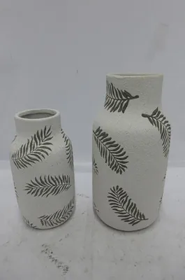 Productafbeelding van Gilde Halsvase, "Farn", Farnmotiv, Keramik, weiß, VE 3, H. 26 cm, D. 13 cm Höhe: 26.00 cm Durchmesser: 13.00 cm 34532