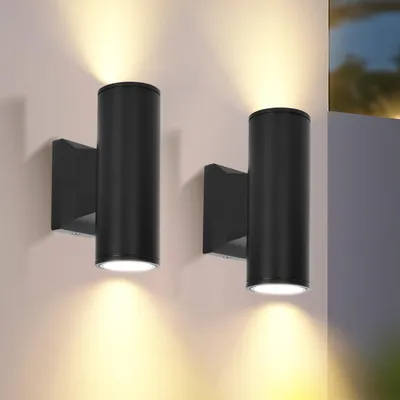 Imagen del producto de Aigostar, aplique de pared LED para interior/exterior, lámpara de pared LED impermeable IP65, focos de pared GU10 para salón, dormitorio, terraza, jardín, pasillo, balcón, 2 unidades (sin bombilla) –