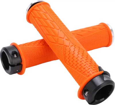 Immagine prodotto di ENLEE manopole per manubrio da mountain bike, comoda chiusura in gomma TPR, manopole per bici MTB, arancione, 2 pezzi