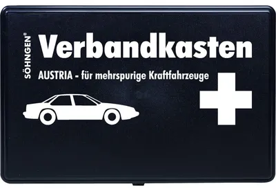 Zdjęcie produktu dla Apteczka pierwszej pomocy w standardzie austriackim w kolorze czarnym dla pojazdów wielopasmowych DIN 13164