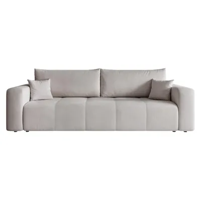 Produktbild von Idohome Sofa 3-Sitzer Schlafsofa Freistehend & Modern mit Schlaffunktion & Stauraum, Velours Couch Wohnlandschaft in Farbe Hellgrau Manila 15 - PEDRO