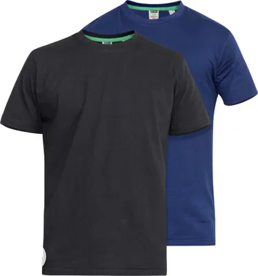 Image de Duke T-shirt Homme Fenton D555, Kingsize, col rond, lot de 2 DC209 (5XL) (Noir/Bleu marine)