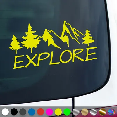 Produktbild von PantherPixel Camping Aufkleber Erkunden Entdecken Reisen Explore Sticker Auto Geschenkidee Farbe Neon-Gelb
