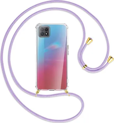 Produktbild von Handykette Backcover-Schutzhülle mit Band (Metall goldfarben) für Oppo A73 5G - violett
