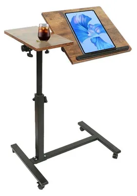 Produktbild von Betttisch höhenverstellbar mit Rollen 60 x 34,5 cm Braun