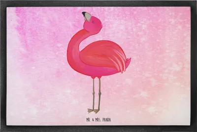 Produktbild von Mr. & Mrs. Panda fußmatte Flamingo Stolz 60 x 90 cm - Aquarell Pink - Geschenk, Eingangsteppich, Gummimatte, Türvorleger, Schmutzmatte, Rosa, Freude, Selbstliebe