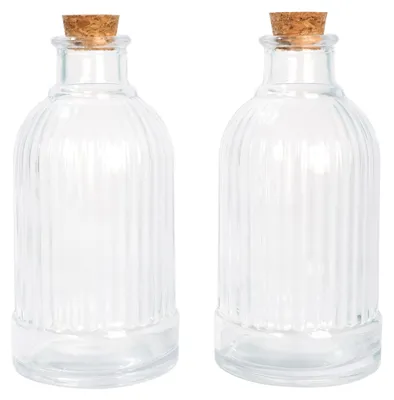 Dekorative Glasflaschen mit Korkstopfen, 210 ml, 2er-Set