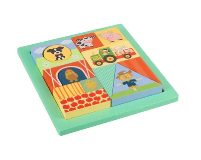 Obrázok produktu pre Orange Tree Toys Drevené puzzle kocky – Zvieratká na farme 5060541943117