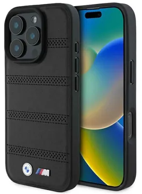 Produktbild von BMW Apple iPhone 16 Pro Hardcase Perforated Stitched Line MagSafe