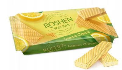 Produktbild von Zitronen-Waffeln Roshen | Gebäck | Mit Zitronencreme-Füllung | 216 g Packung