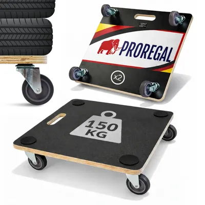 Produktbild von Profi Transportroller HERCULES | BxT 50x50 cm | Traglast 150 kg | 4 Gummirollen & Griff | Siebdruckplatte | 2 Stück | Rollbrett für Möbel Möbelroller Transporthilfe für Umzug Pflanzen Werkstatt