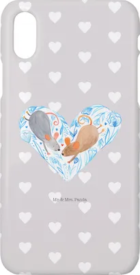 Produktbild von Mr. & Mrs. Panda Iphone 10 Handyhülle Mäuse Herz - Grau Pastell - Geschenk, Handy, Freundin, für Immer, X, Maus, Liebe, Hülle, Cover, Jahrestag
