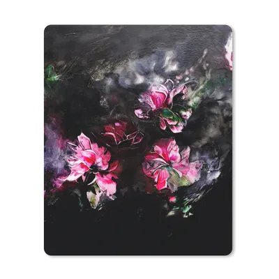 Produktbild von MuchoWow® Mauspad Mousepad Blumen - Kunst - Farbe - Rosa - Schwarz 30x40 cm - Mousepads - Maus Mat - Pad - Mausunterlage - Mausmatten