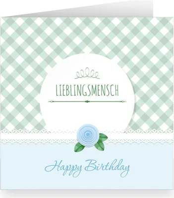 Produktbild von Hellblaue Shabby chic Geburtstagskarte mit Vichy Karo innen weiß: Happy Birthday Lieblingsmensch