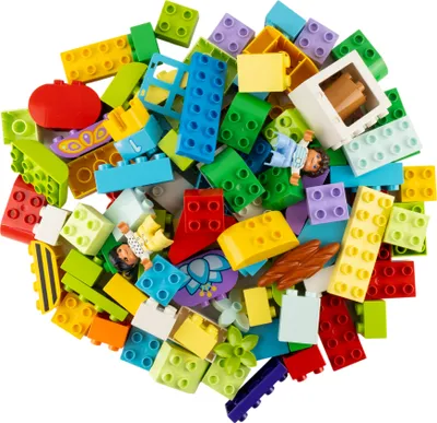 Produktbild von LEGO® DUPLO® System 120 NEUE Bausteine, bunt gemischt, individuell zusammengestellt mit Sondersteinen.