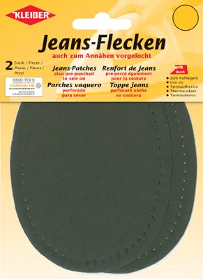 Produktbild von KLEIBER Jeans-Bügelflecken oval 130 x 100 mm oliv 2 Stück