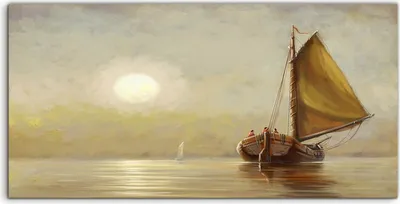 Produktbild von Coloray Acrylbild 120x60  Wandbild Acrylbilder Meereslandschaft Ozean Boot Meer Sonne