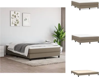 Imagen del producto de vidaXL Base de cama con somier y colchón, color taupe, 160x200 cm, tapizado en tela - Camas y estructuras de cama