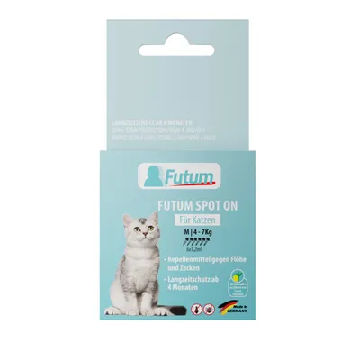 Produktbild von FUTUM Spot on für Katzen 6x1,2ml Pipetten 4-7 Kg gegen Flöhe und Zecken GERMANY