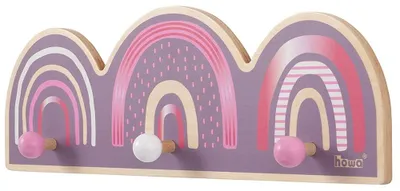 Immagine prodotto di Appendiabiti da parete in legno con motivo arcobaleno, ideale per bambini