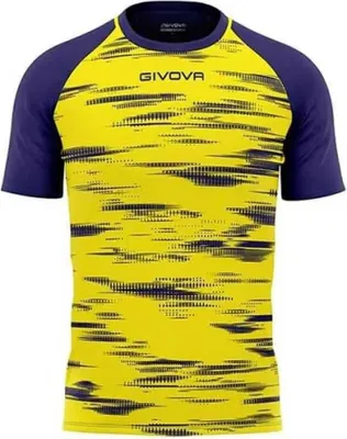 Produktbild von Givova Pixel Blau-gelbes Sport-T-Shirt - 2XS