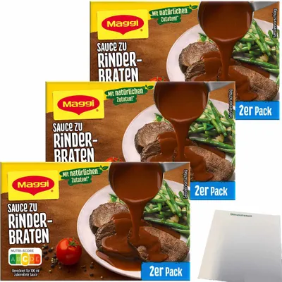 Produktbild von Maggi Sauce zu Rinderbraten ergibt 6x250ml (3x58g Multipack) + usy Block