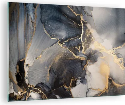 Produktbild von Bilder auf glas - Einteilig - Dunkel Abstraktion Gold - 70x50cm - Glasbilder - Wandbilder - Bilder - zum Aufhängen bereit - Wanddekoration aus Glas - Glas Bilder - Wandbild auf Glas - GAA70x50-4824