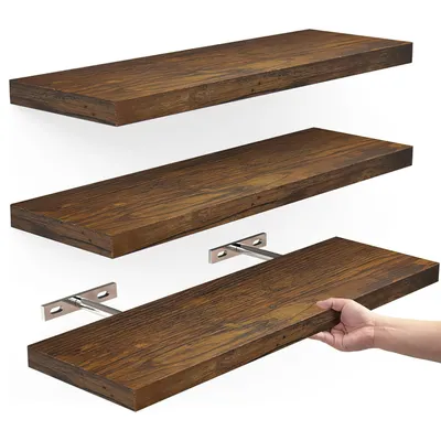 Produktbild von Wandregal Regal wand 3st bücherregal wand schweberegal holzregal wall shelf MDF-Material, Geeignet für Wohnzimmer, Flur, Büroregal 41 x 17 x 2,8 cm