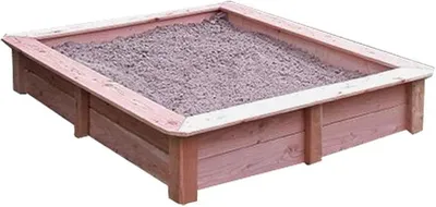 Imagen del producto de Caja de arena de madera de aliso, con dimensiones exteriores aproximadas de 145x145 cm