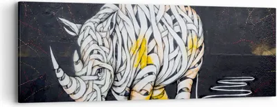 Produktbild von Bild auf Leinwand - Leinwandbild - Nashorn modern - 90x30cm - Wand Bild - Wanddeko - Wandbilder - Leinwanddruck - Bilder - Kunstdruck - Wanddekoration - Leinwand bilder - Wandkunst - AB90x30-3706
