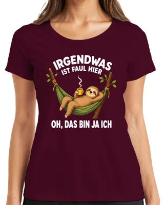 Obrázok produktu pre Niečo tu nesedí. Ale to som ja. Tričko s nápisom "Statement", sarkastické, pre ženy, bordó farba, veľkosť 3XL