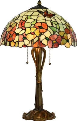 Immagine prodotto di Lampada da tavolo Tiffany Clayre & Eef Ø 40x63 cm Beige Fiori di vetro rosso