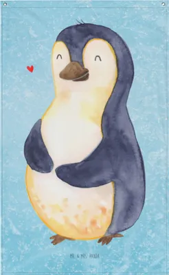 Produktbild von Mr. & Mrs. Panda Wandbild Pinguin Diät - Eisblau - Geschenk, Wandteppich, Bierbauch, Tapestry, Gobelin, Bauch, Wandschmuck, Wandtuch, Abnehmen