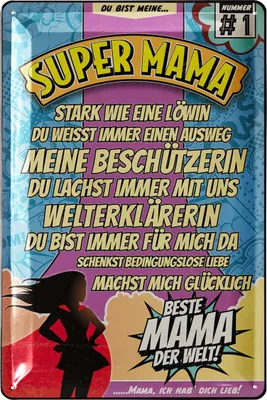 Produktbild von Blechschild Mama - Geburtstagsgeschenk für Mama - SUPERMAMA - Geschenk für Mama Schild - als Muttertagsgeschenk, Muttertag-Deko Beste Mama