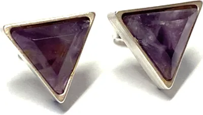 Produktbild von Ohrstecker 925 Silber Amethyst Quarz modern matt geometrisch