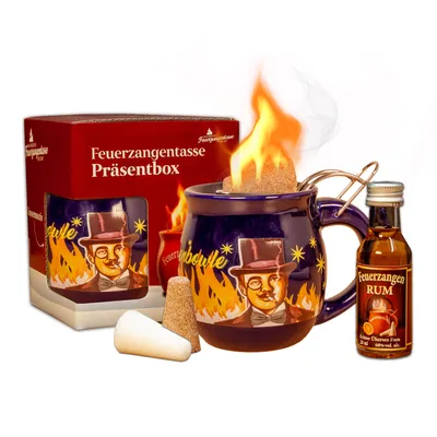 Produktbild von Feuerzangentasse 1er-Set | blau/Rühmann | mit Rum | Feuerzangenbowle-Set | Präsentbox