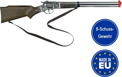 Cowboy Gewehr 62 cm lang Silberbüchse 8 Schuss Western-Gewehr Kostüm-Zubehör Kostüm-Zubehör Kinder-Spielzeug Cowboy-Gewehr für Kinder Western Wilder Westen Accessoire