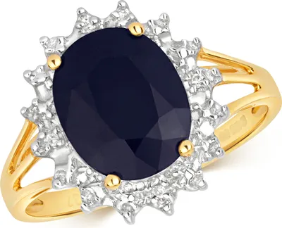 Produktbild von Moderner 9 Karat (375) Gold Diamant Damenring Brillant-Schliff H - PK mit Saphir, 57 (18.1); TRS28725RSP