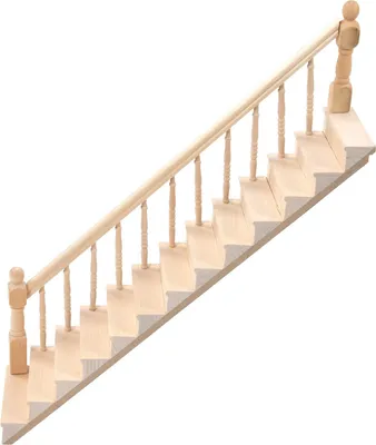 Obrázek produktu pro Schody do domečku pro panenky, lesklé, zaoblené rohy, březové dřevo, DIY, živé, roztomilé, měřítko 1:12, miniaturní schody pro ruční práce