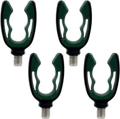 Image de Supports de canne à pêche pour carpes, en caoutchouc, lot de 4, noir et vert, pour supports et supports de canne à pêche