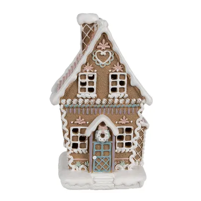Produktbild von Clayre & Eef Lebkuchenhaus mit LED 13x10x21 cm Braun Polyresin