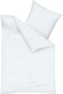 A white duvet cover and pillowcase are laid out on a white background.