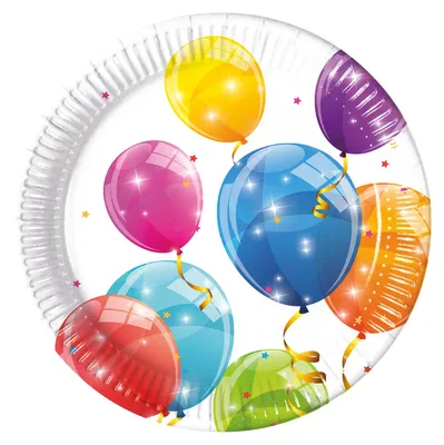 Produktbild von 8 Geburtstagsteller bunte Luftballons 23 cm Pappteller - Einheitsgröße
